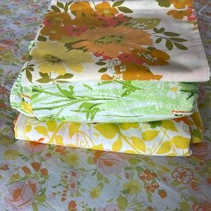 Vintage Full Size Sheet Butterfly Green And Yellow Full